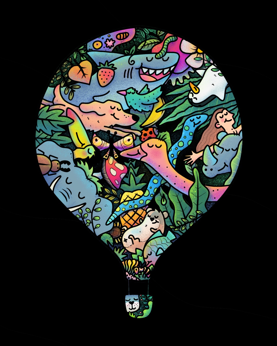 Balloon of life, animals, and nature.