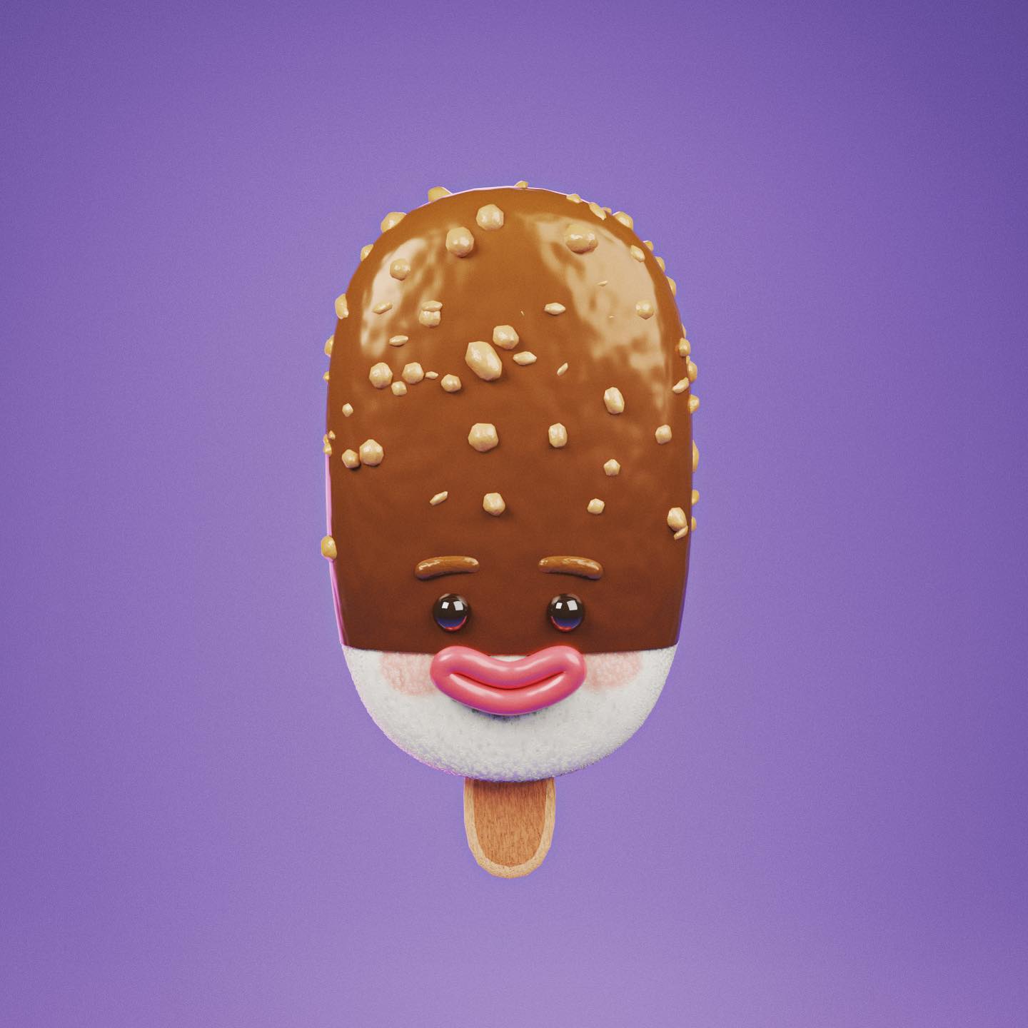 Cute ice cream character with chocolate flavor