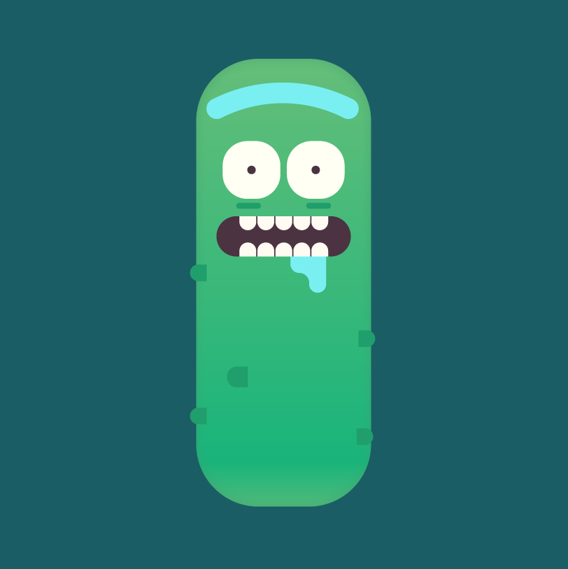 Pickle Rick from Rick and Morty, flat style
