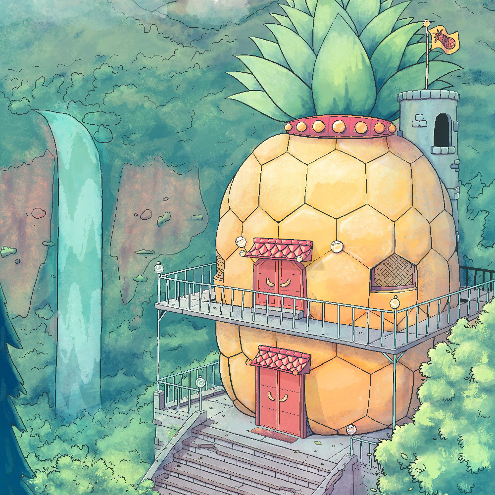Pineapple outpost in the middle of nature on a mountian top