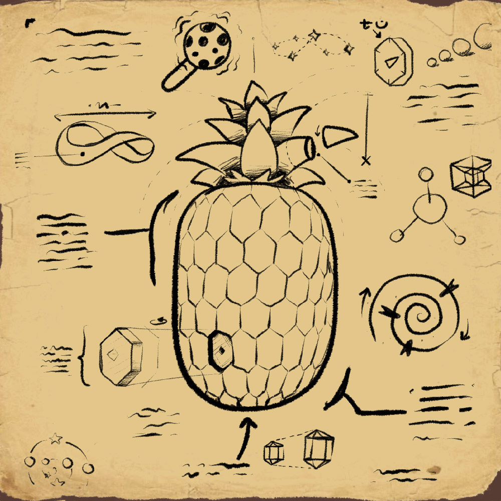 Ancient technical Ananas drawing